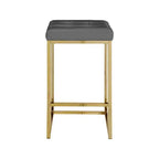 Meridian Furniture, Tabouret Nicola en Cuir Vegan Gris, Lot de 2