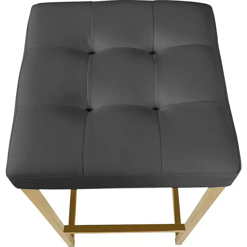 Meridian Furniture, Tabouret Nicola en Cuir Vegan Gris, Lot de 2