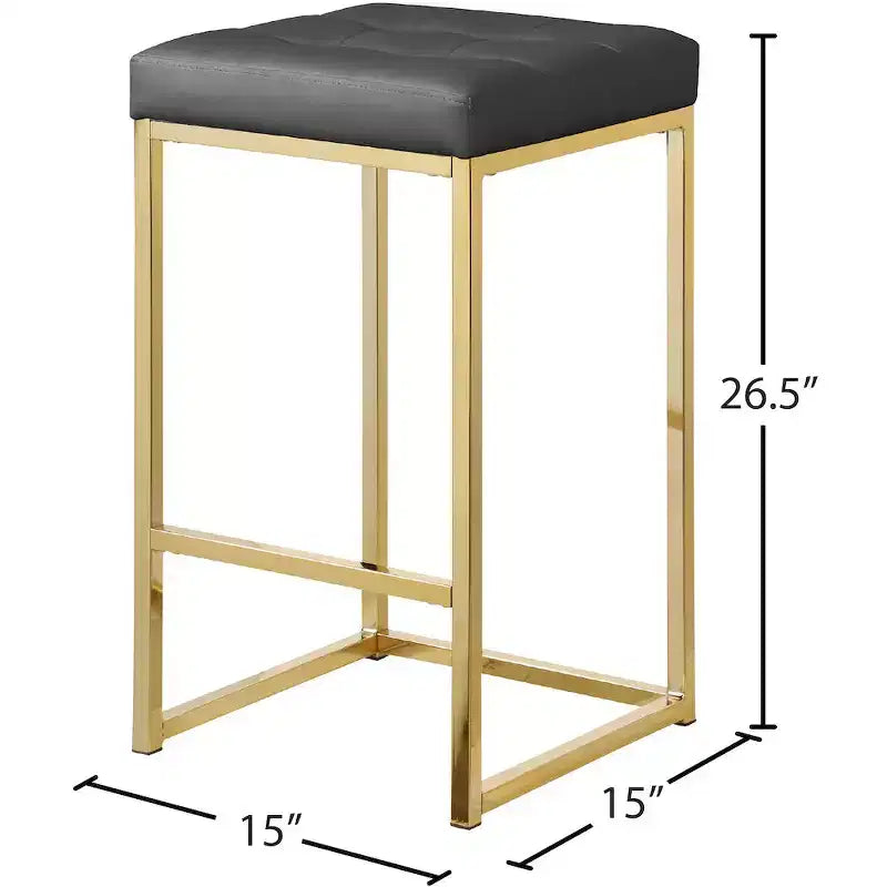 Meridian Furniture, Tabouret Nicola en Cuir Vegan Gris, Lot de 2