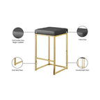 Meridian Furniture, Tabouret Nicola en Cuir Vegan Gris, Lot de 2