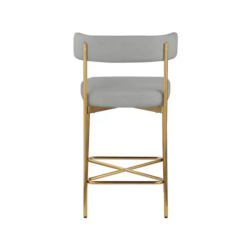 Meridian Furniture, Tabouret en tissu texturé lin gris clair et durable Rivage, lot de 2
