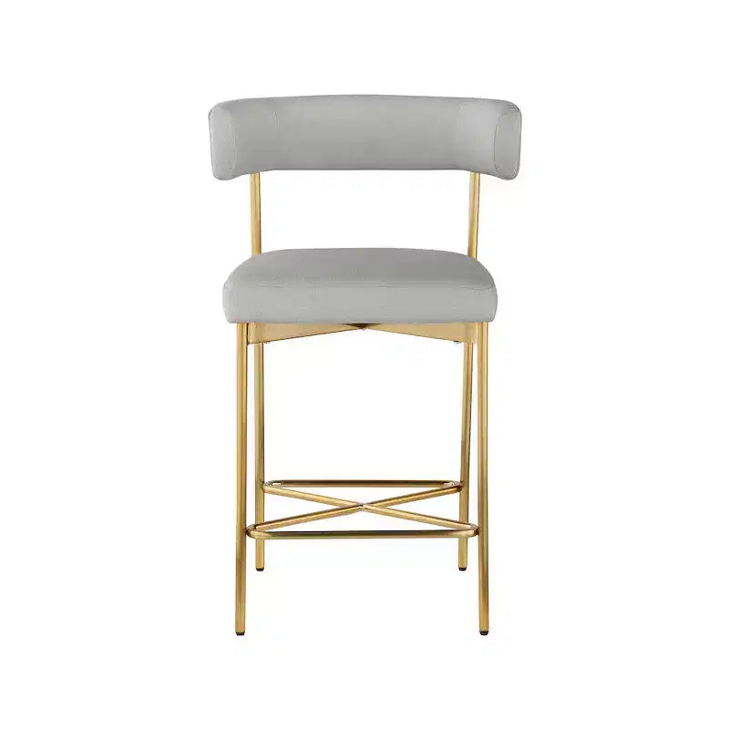Meridian Furniture, Tabouret en tissu texturé lin gris clair et durable Rivage, lot de 2