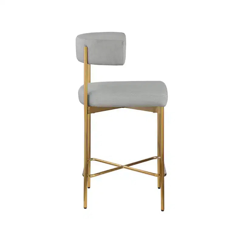 Meridian Furniture, Tabouret en tissu texturé lin gris clair et durable Rivage, lot de 2