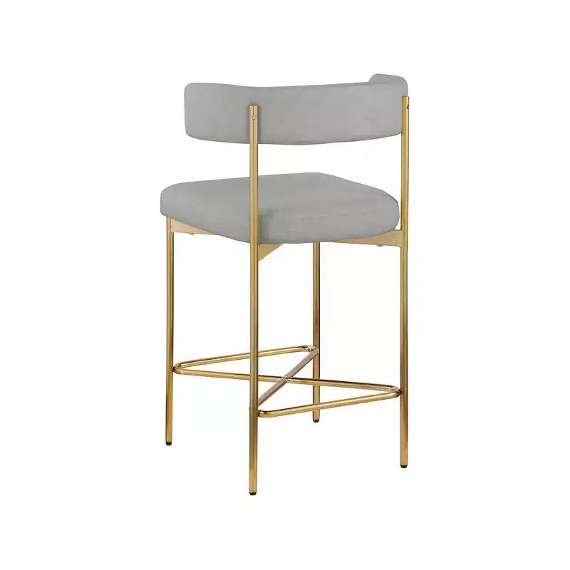 Meridian Furniture, Tabouret en tissu texturé lin gris clair et durable Rivage, lot de 2
