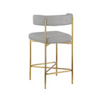 Meridian Furniture, Tabouret en tissu texturé lin gris clair et durable Rivage, lot de 2
