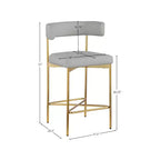 Meridian Furniture, Tabouret en tissu texturé lin gris clair et durable Rivage, lot de 2