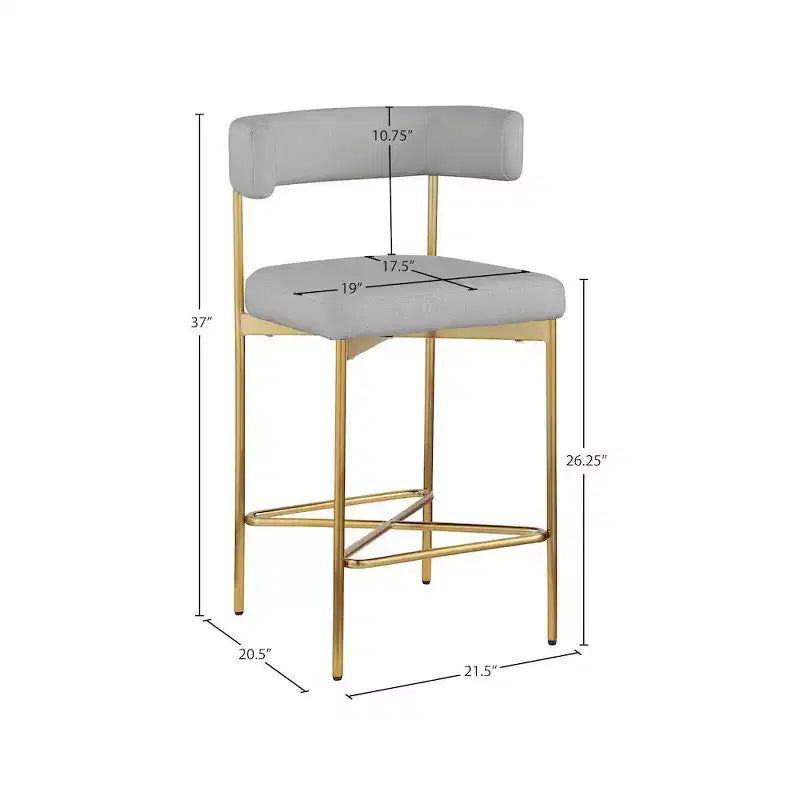 Meridian Furniture, Tabouret en tissu texturé lin gris clair et durable Rivage, lot de 2