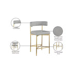 Meridian Furniture, Tabouret en tissu texturé lin gris clair et durable Rivage, lot de 2