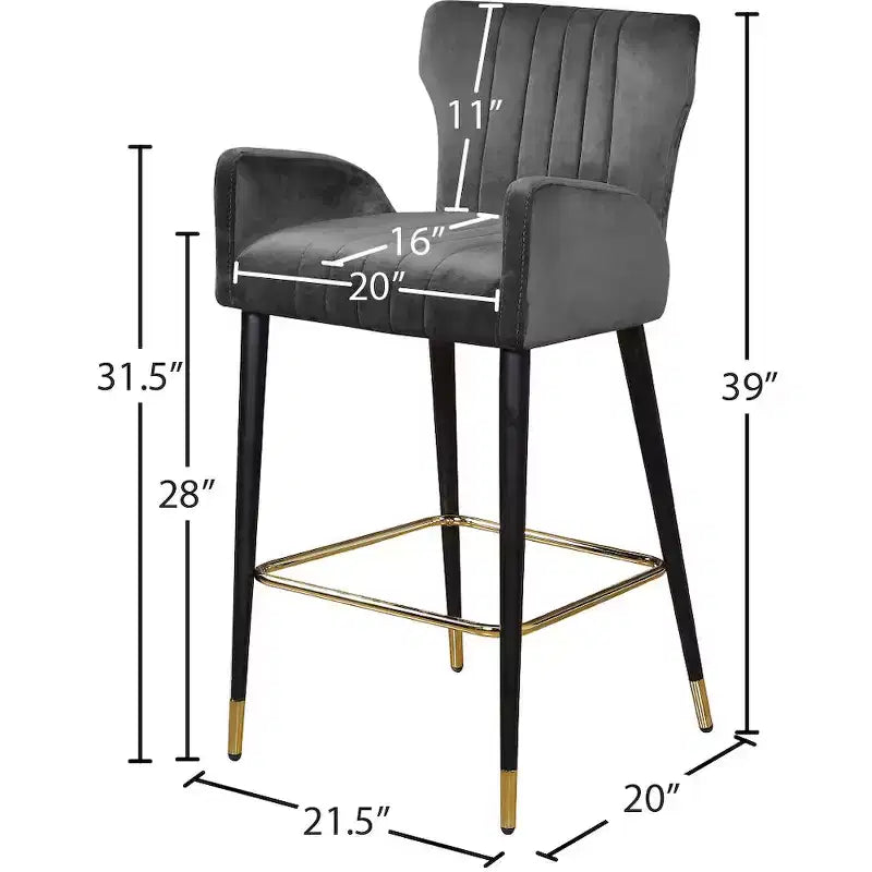 Tabouret Meridian Furniture Luxe en velours gris, lot de 2