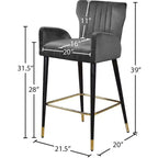Tabouret Meridian Furniture Luxe en velours gris, lot de 2