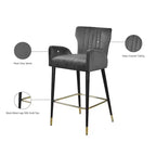 Tabouret Meridian Furniture Luxe en velours gris, lot de 2