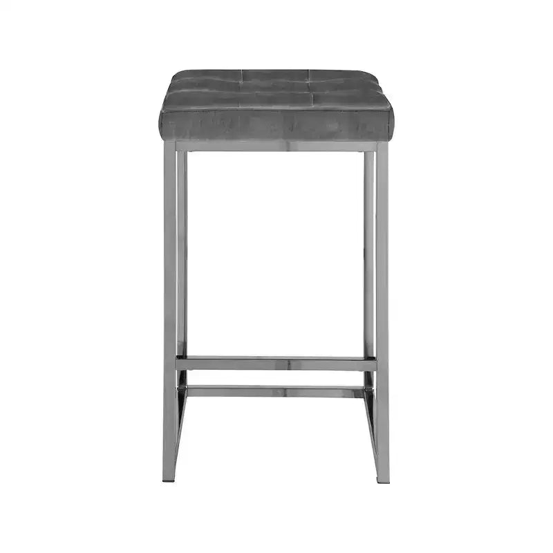 Meridian Furniture, Tabouret Nicola en velours gris, Lot de 2
