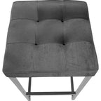 Meridian Furniture, Tabouret Nicola en velours gris, Lot de 2