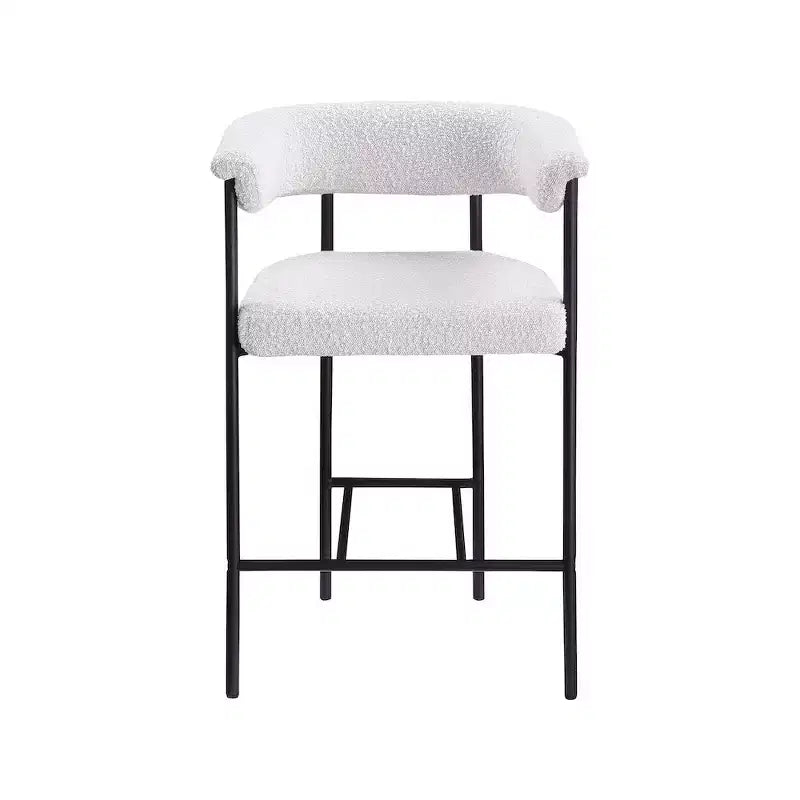 Tabouret de comptoir en tissu bouclé crème Malin de Meridian Furniture, lot de 2