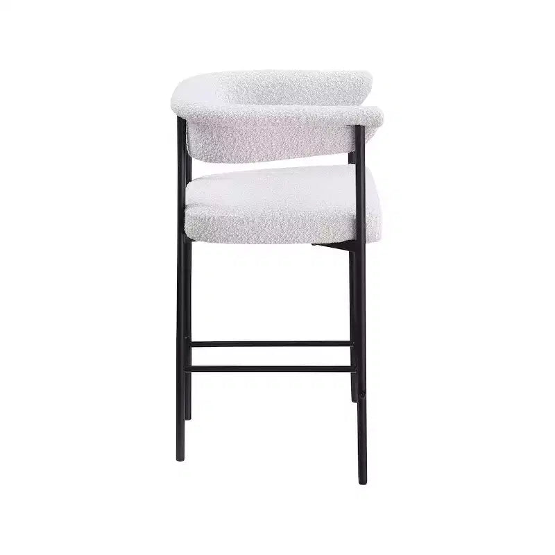 Tabouret de comptoir en tissu bouclé crème Malin de Meridian Furniture, lot de 2