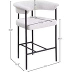 Tabouret de comptoir en tissu bouclé crème Malin de Meridian Furniture, lot de 2