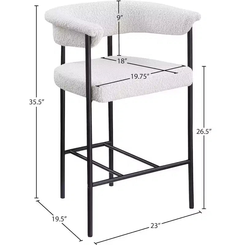 Tabouret de comptoir en tissu bouclé crème Malin de Meridian Furniture, lot de 2