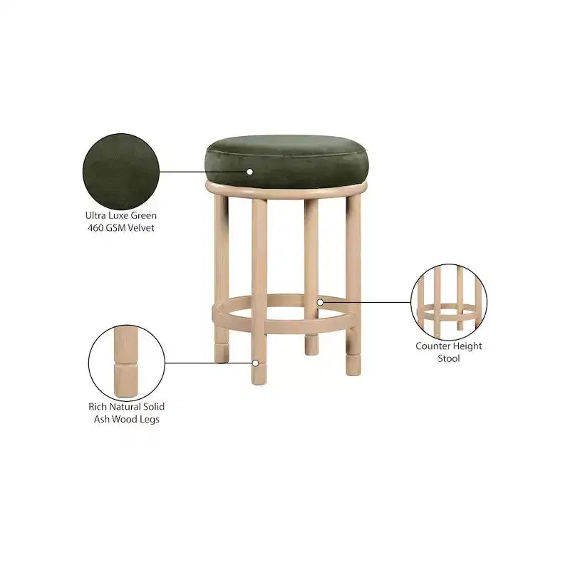 Meridian Furniture, Tabouret de comptoir Monette en velours vert