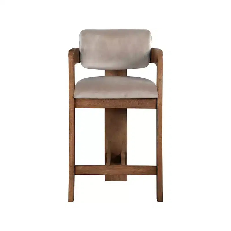 Meridian Furniture,Tabouret Sacha Velours Taupe