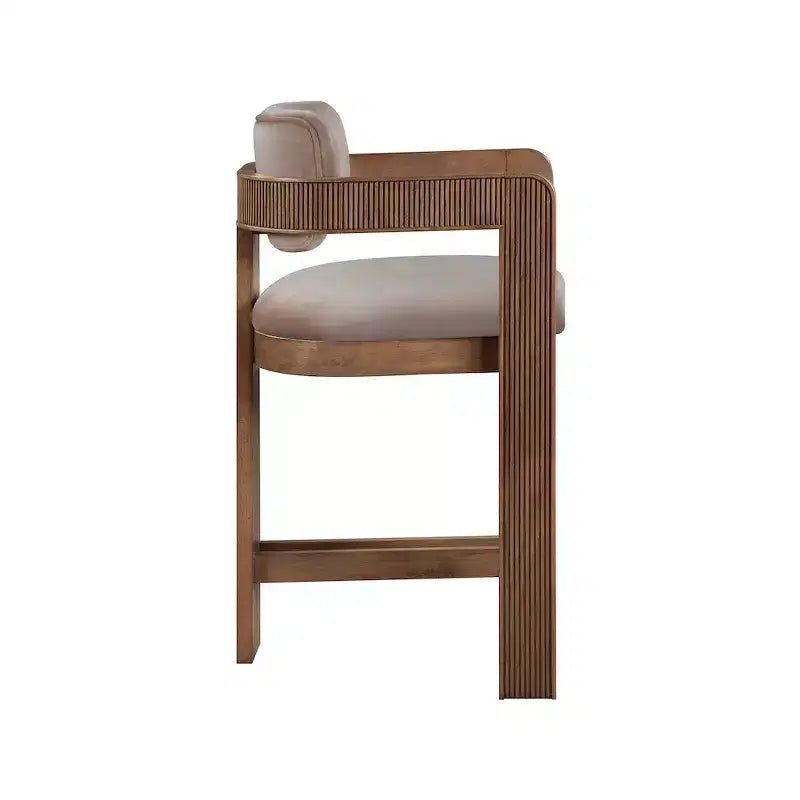 Meridian Furniture,Tabouret Sacha Velours Taupe