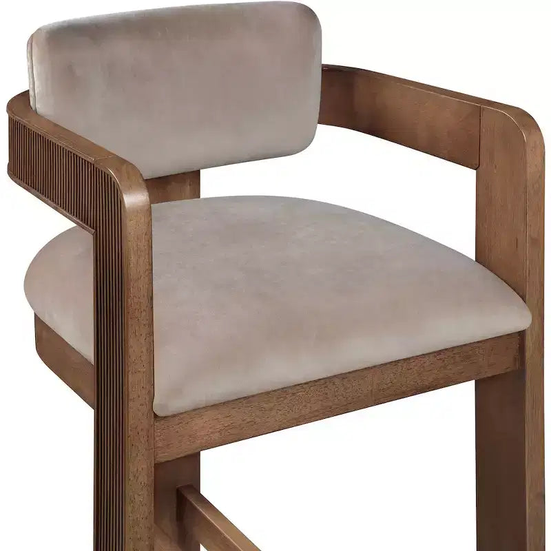 Meridian Furniture,Tabouret Sacha Velours Taupe