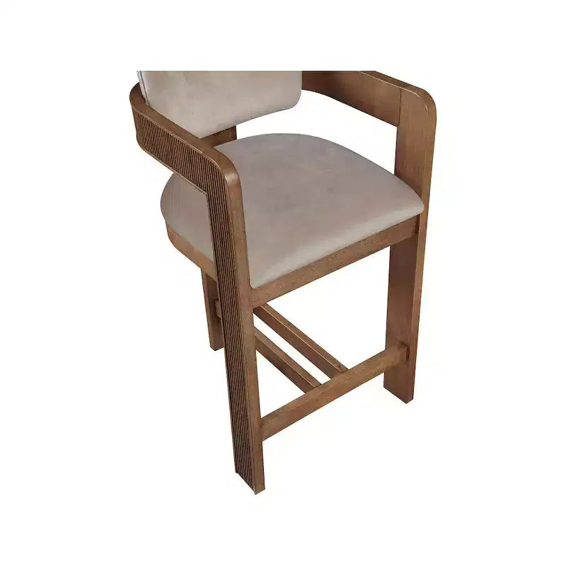 Meridian Furniture,Tabouret Sacha Velours Taupe