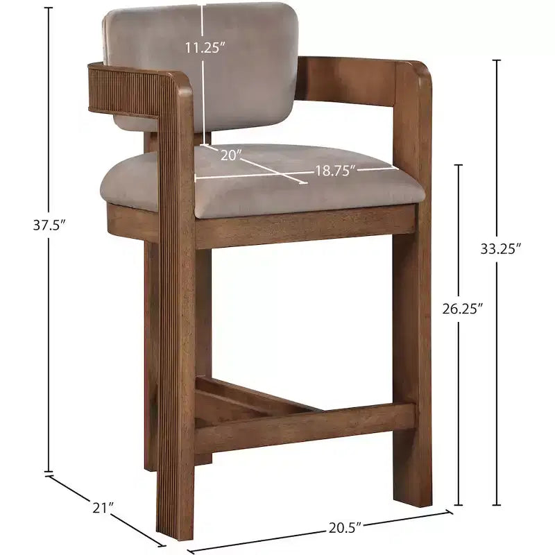 Meridian Furniture,Tabouret Sacha Velours Taupe