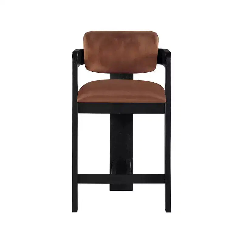 Meridian Furniture, Tabouret Sacha en Velours Cognac