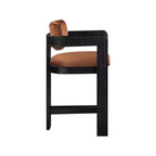 Meridian Furniture, Tabouret Sacha en Velours Cognac