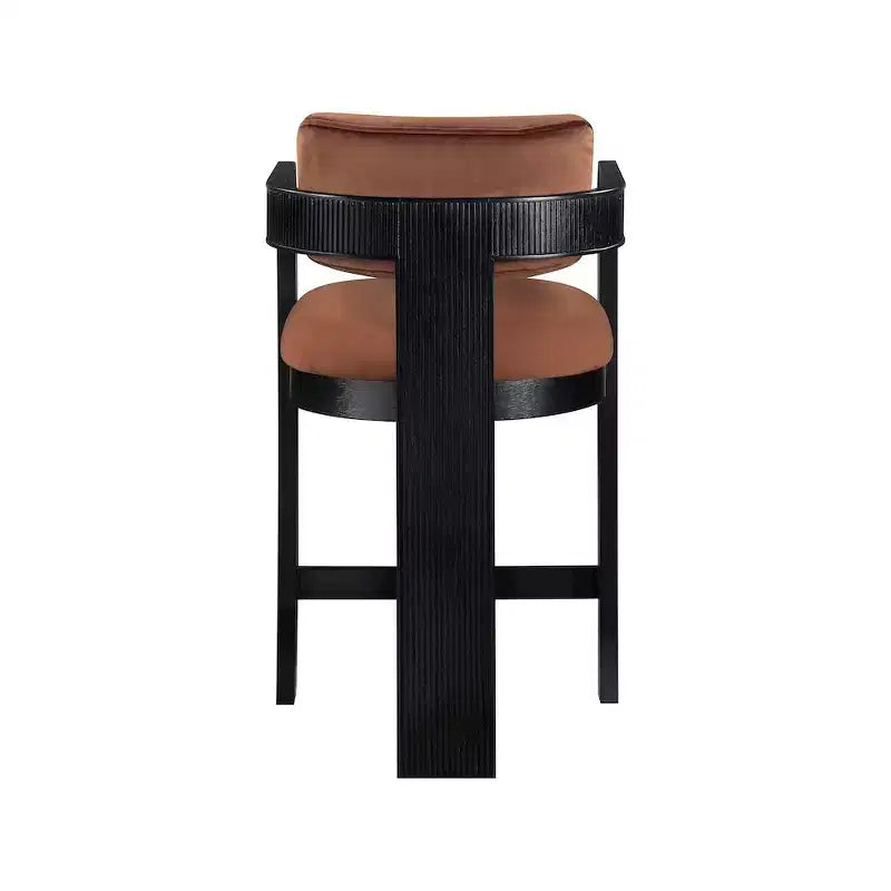 Meridian Furniture, Tabouret Sacha en Velours Cognac
