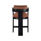 Meridian Furniture, Tabouret Sacha en Velours Cognac