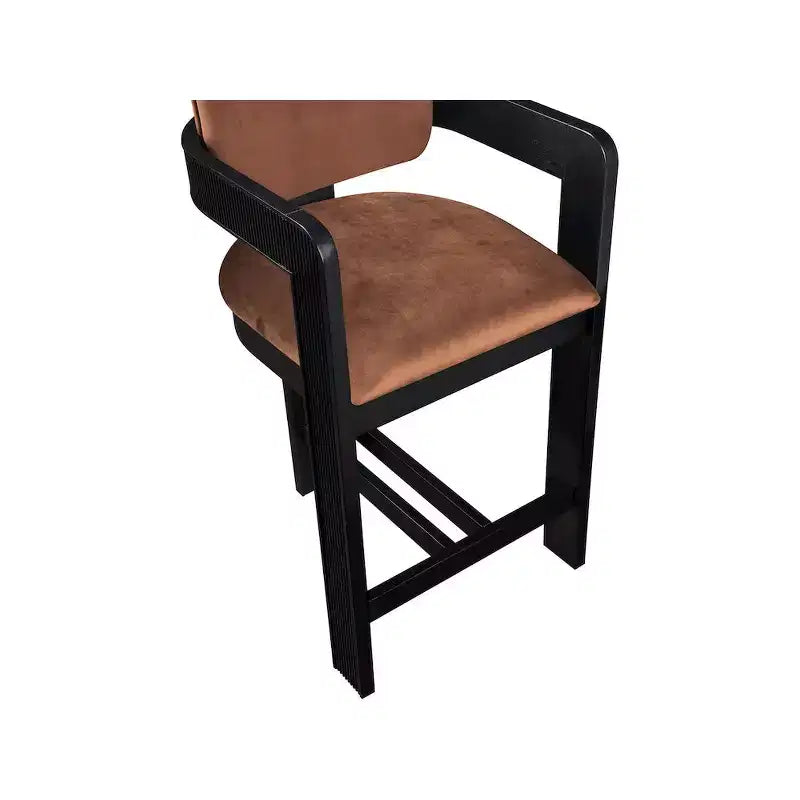 Meridian Furniture, Tabouret Sacha en Velours Cognac