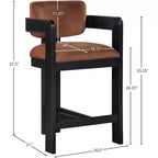 Meridian Furniture, Tabouret Sacha en Velours Cognac