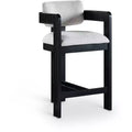 Meridian Furniture,Sacha Grey Linen Textured Fabric Stool