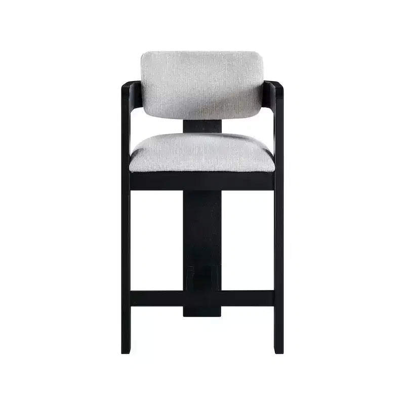 Meridian Furniture, Tabouret Sacha en tissu texturé lin gris