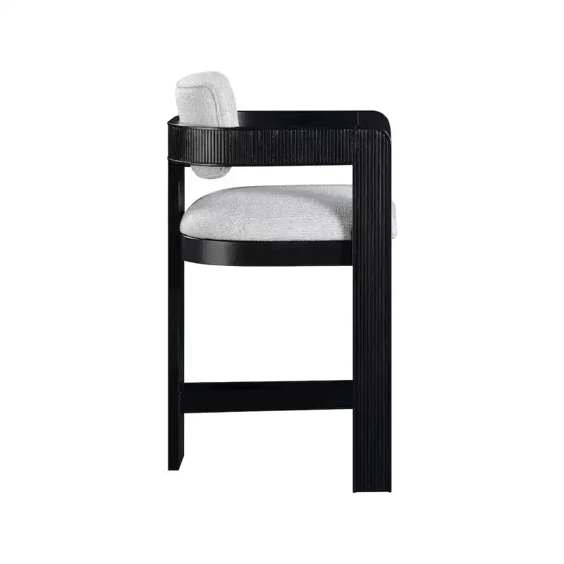 Meridian Furniture, Tabouret Sacha en tissu texturé lin gris