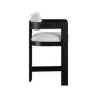 Meridian Furniture, Tabouret Sacha en tissu texturé lin gris