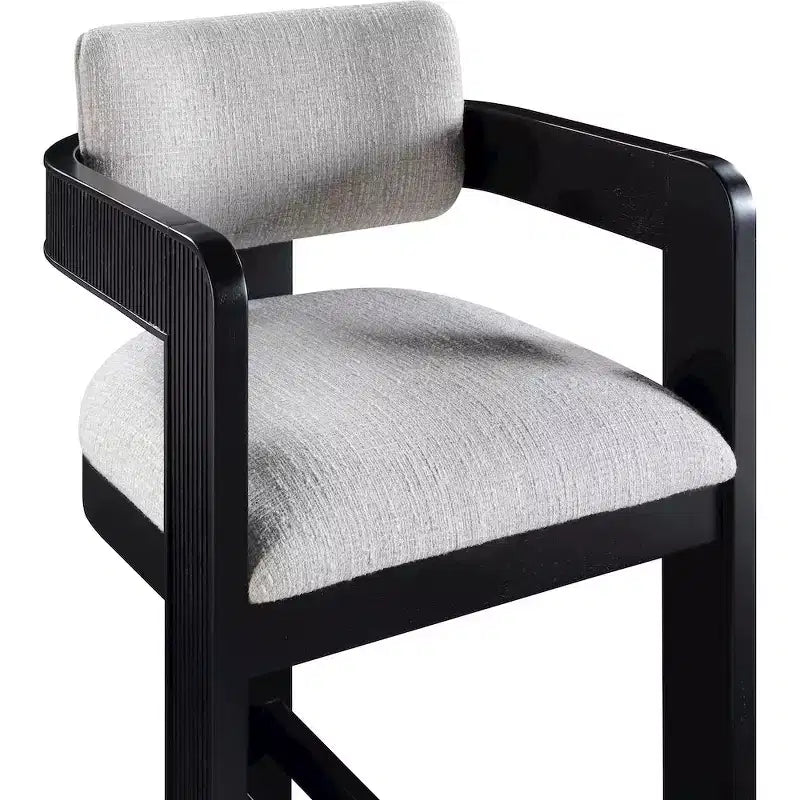 Meridian Furniture, Tabouret Sacha en tissu texturé lin gris