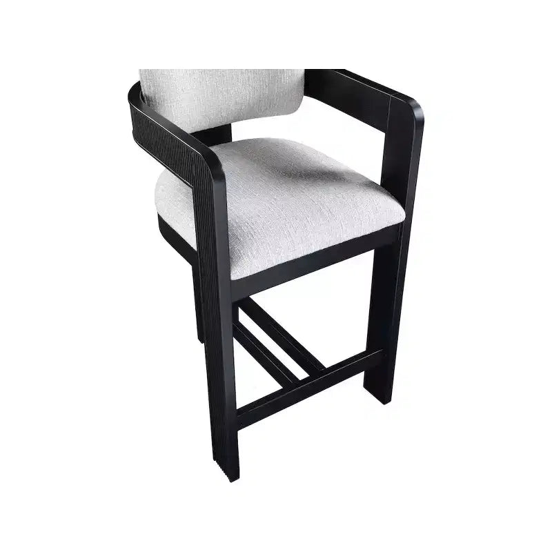 Meridian Furniture, Tabouret Sacha en tissu texturé lin gris