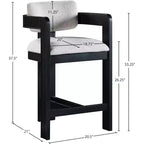 Meridian Furniture, Tabouret Sacha en tissu texturé lin gris