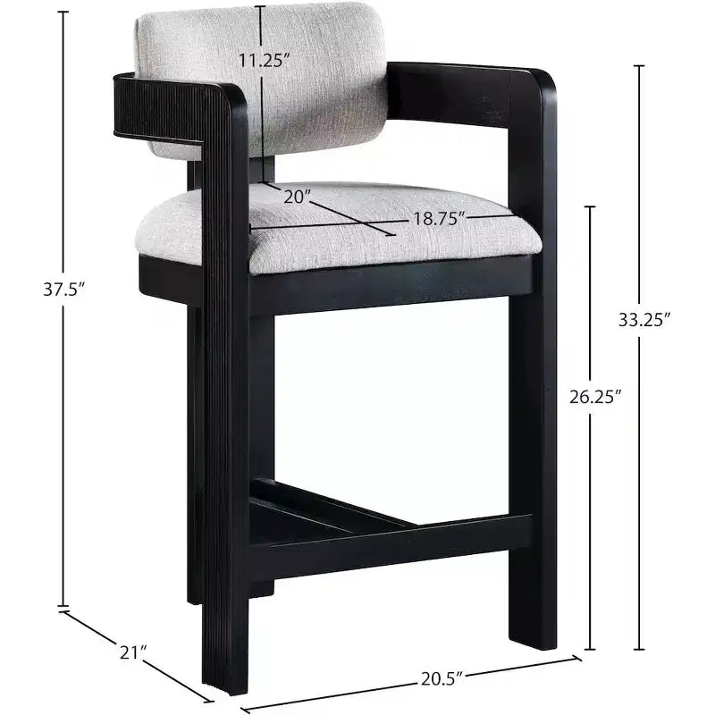 Meridian Furniture, Tabouret Sacha en tissu texturé lin gris