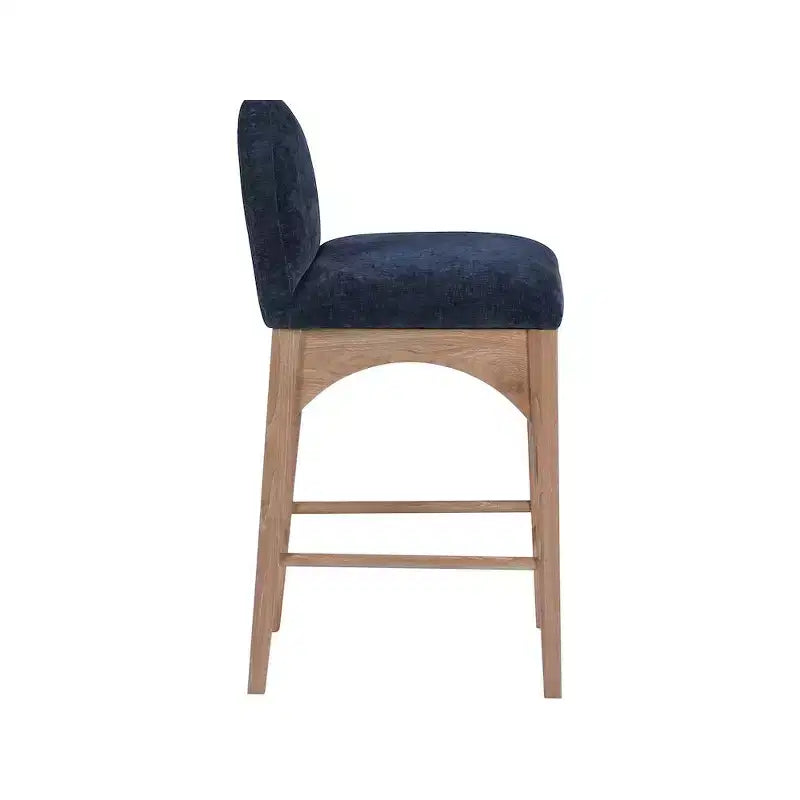 Meridian Furniture, Tabouret en tissu chenille bleu marine Waldorf