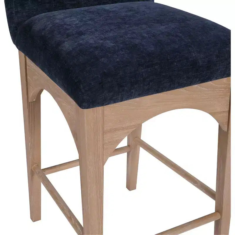 Meridian Furniture, Tabouret en tissu chenille bleu marine Waldorf