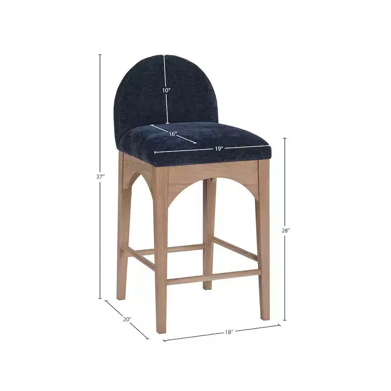 Meridian Furniture, Tabouret en tissu chenille bleu marine Waldorf