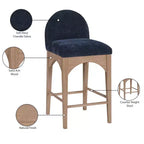 Meridian Furniture, Tabouret en tissu chenille bleu marine Waldorf