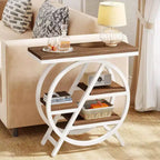 Tribesigns Table d'appoint en bois à 3 niveaux, Table d'appoint étroite avec rangement, Table de chevet pour chambre et salon
