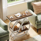 Tribesigns Table d'appoint en bois à 3 niveaux, Table d'appoint étroite avec rangement, Table de chevet pour chambre et salon