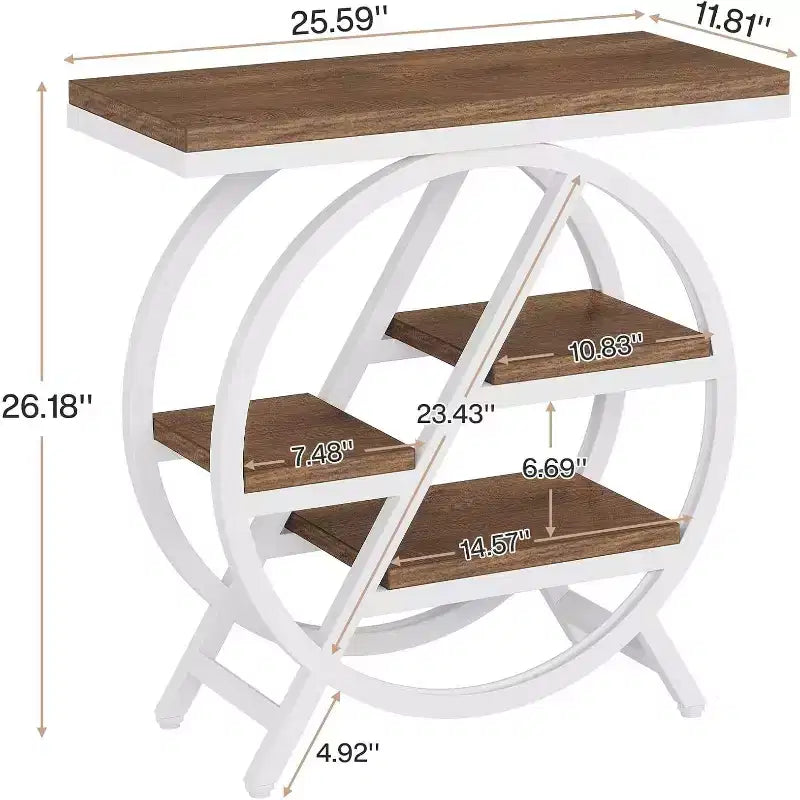Tribesigns Table d'appoint en bois à 3 niveaux, Table d'appoint étroite avec rangement, Table de chevet pour chambre et salon