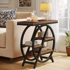 Tribesigns Table d'appoint en bois à 3 niveaux, Table d'appoint étroite avec rangement, Table de chevet pour chambre et salon