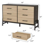 TROPOW 6 Commode pour chambre à coucher, commode autonome de 132 cm de large avec rangement, commode de rangement en bois pour salon, chambre à coucher, entrée